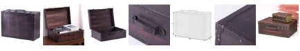 Vintiquewise Vintage-Like Style Wooden Suitcase with Leather Trim